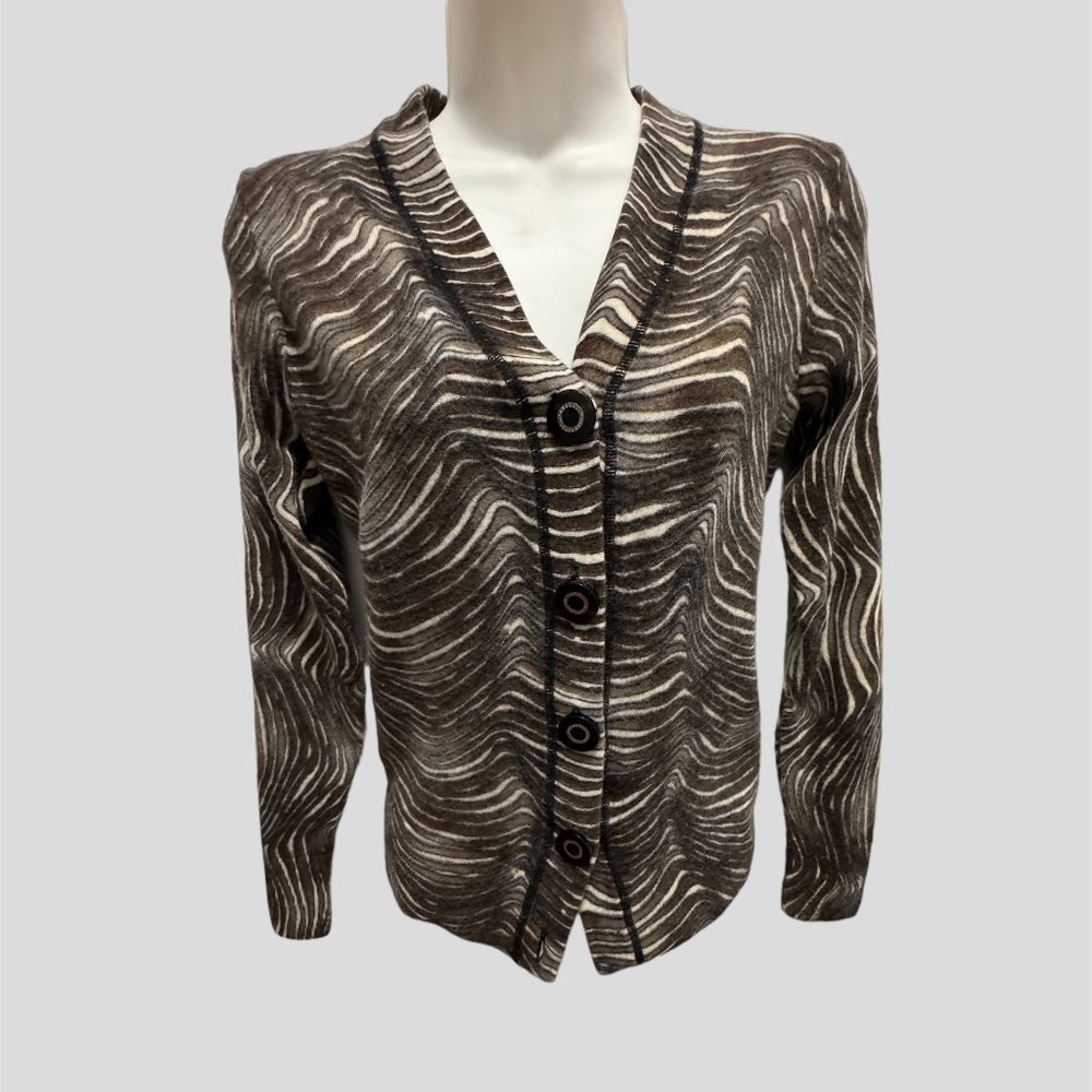 Tory Burch size small 100% merino wool zebra print sweater